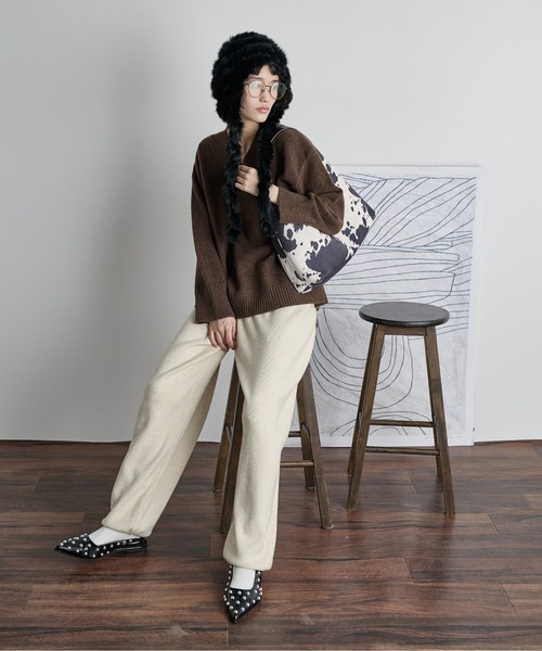 THE YOn（ザヨン）の「ラビットファー編み込みニットキャップ（ニットキャップ/ビーニー・レディース・グレー/アイボリー/ブラック・FREE）」の22枚目の写真
