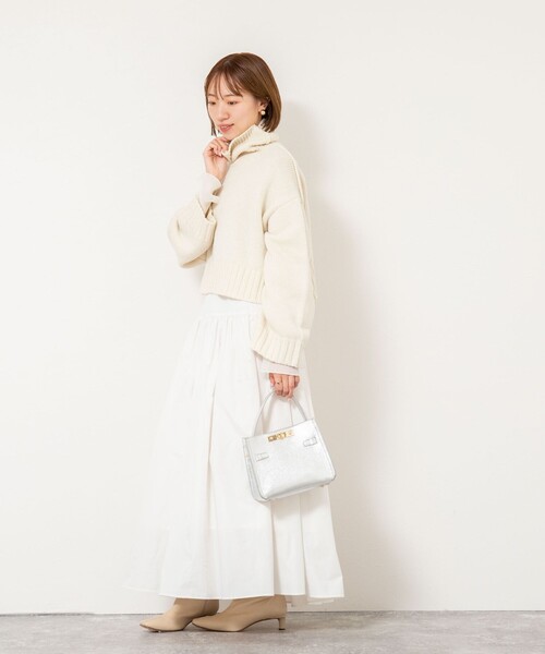 NOLLEY’S Sophi（ノーリーズソフィ）の「ブライト紡毛サイドジップショート丈タートルネック（その他トップス・レディース・ダークネイビー/オフホワイト・38）」の21枚目の写真