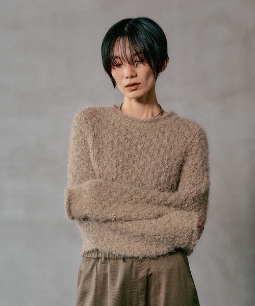 LEPSIM（レプシィム）の「3ゲージラーベン編みプルオーバー　611134（ニット/セーター・レディース・チャコールグレー/モカ/オフホワイト・FREE）」の3枚目の写真