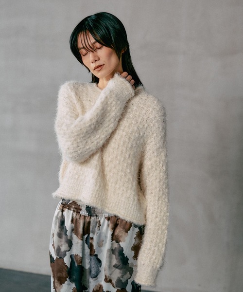 LEPSIM（レプシィム）の「3ゲージラーベン編みプルオーバー　611134（ニット/セーター・レディース・チャコールグレー/モカ/オフホワイト・FREE）」の14枚目の写真