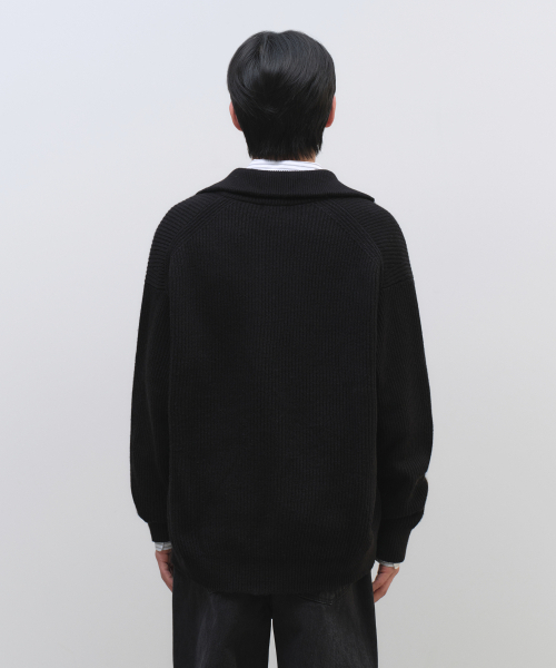 MUSINSA STANDARD（ムシンサスタンダード）の「リラックスドリブハーフジップニット[ブラック]（ニット/セーター・メンズ・その他・SMALL/MEDIUM/LARGE/X-LARGE/XX-LARGE）」の3枚目の写真