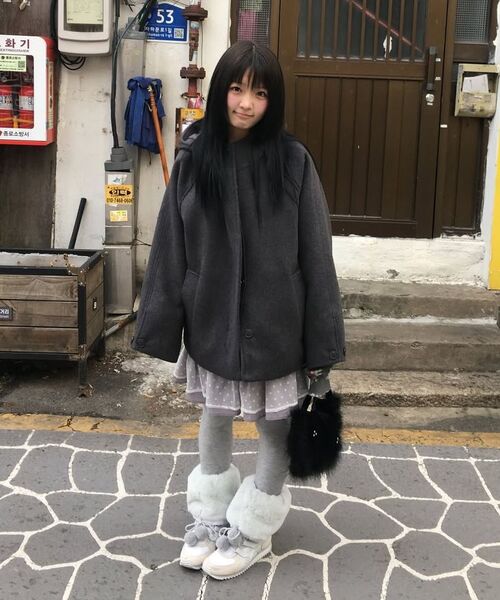 TYPESERVICE（タイプサービス）の「Hooded Half Coat [Charcoal]（ダッフルコート・レディース・その他・FREE）」の8枚目の写真