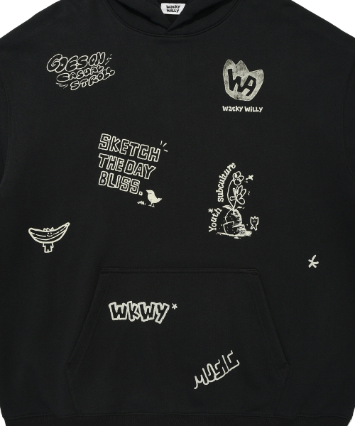 Wacky WiLLy（ワッキーウィリー）の「スプレイグラフィックフードスウェットブラック（パーカー・レディース・その他・SMALL/MEDIUM/LARGE/X-LARGE）」の5枚目の写真