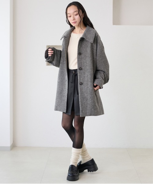 apres jour clair(アプレジュールクレア)の「【apres jour clair】ステンカラーミドルコート(ステンカラーコート・レディース・ベージュ/グレー・フリー/X-LARGE)」の9枚目の写真