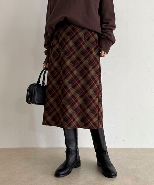 fredy emue（フレディエミュ）の「チェックミディスカート（スカート・レディース・ブラウン系その他/グリーン系その他/ブルー系その他・38）」の9枚目の写真