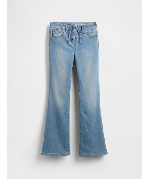 GAP(ギャップ)の「ハイライズ レースアップ '70s フレアデニム (キッズ)(デニムパンツ・キッズ・ライトインディゴブルー・130cm/150cm/140cm/120cm/160cm/155cm)」の6枚目の写真