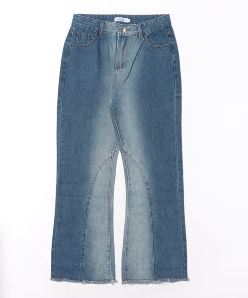 i-dare(アイディア)の「【i-dare】バイカラーデザインフレアデニムパンツ(デニムパンツ・レディース・ブルー・SMALL/MEDIUM/LARGE/X-LARGE)」の5枚目の写真