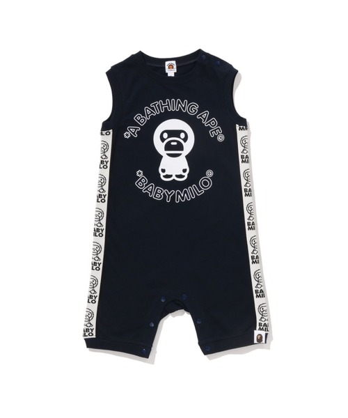 A BATHING APE(アベイシングエイプ)の「BABY MILO LINE TAPE ROMPERS(ロンパース・キッズ・ネイビー/ホワイト・70/80)」の1枚目の写真