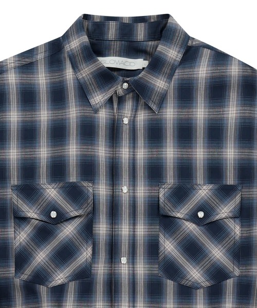 SLOWACID（スローアシッド）の「【UNISEX】SLOW ACID／袖刺繍 チェックシャツ（シャツ/ブラウス・レディース・ブラウン/ブルー・MEDIUM/LARGE）」の10枚目の写真