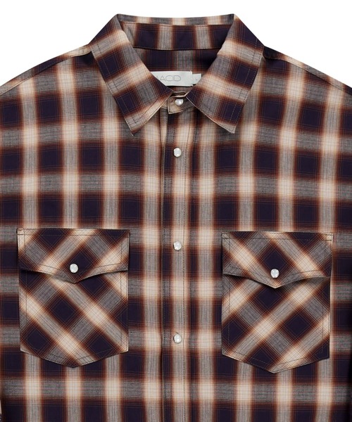 SLOWACID（スローアシッド）の「【UNISEX】SLOW ACID／袖刺繍 チェックシャツ（シャツ/ブラウス・レディース・ブラウン/ブルー・MEDIUM/LARGE）」の15枚目の写真