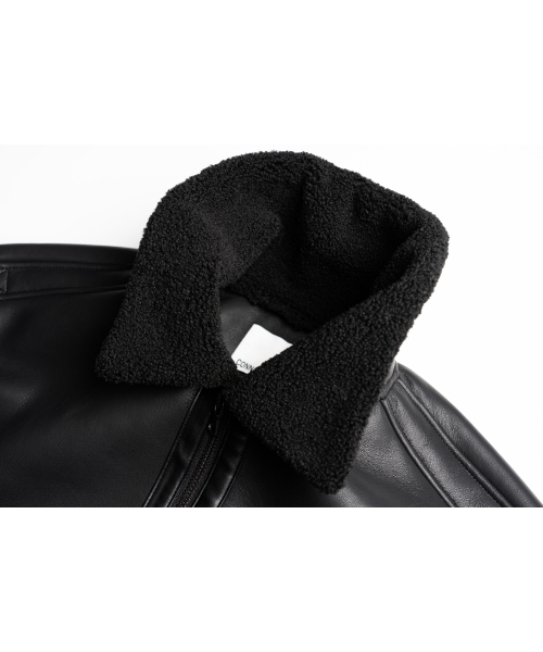 CONNECT KINLOCH（コネクトキンロック）の「A-2 ムートンボンバージャケット [ブラック]（ムートンコート・メンズ・ブラック・LARGE/MEDIUM/SMALL）」の4枚目の写真