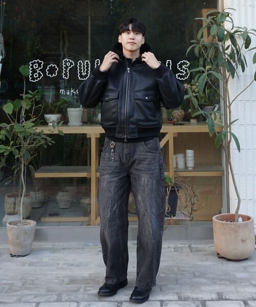 CONNECT KINLOCH（コネクトキンロック）の「A-2 ムートンボンバージャケット [ブラック]（ムートンコート・メンズ・ブラック・LARGE/MEDIUM/SMALL）」の10枚目の写真