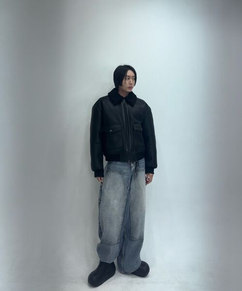 CONNECT KINLOCH（コネクトキンロック）の「A-2 ムートンボンバージャケット [ブラック]（ムートンコート・メンズ・ブラック・LARGE/MEDIUM/SMALL）」の13枚目の写真