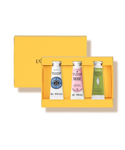 L'OCCITANE（ロクシタン）の「ミニハンドクリームトリオ カリテコンフォート シア＆ローズ＆ヴァーベナ ギフトセット ミニサイズのハンドクリーム3本セット（ハンドケア/ハンドクリーム・レディース・その他・FREE）」の2枚目の写真