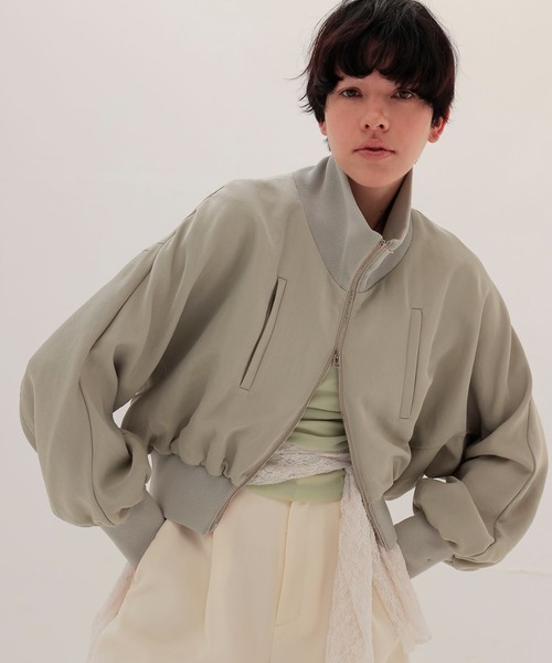 DRESSLAVE(ドレスレイブ)の「nylon short blouson(ナイロンショートブルゾン)(ブルゾン・レディース・カーキ/ホワイト・38)」の1枚目の写真