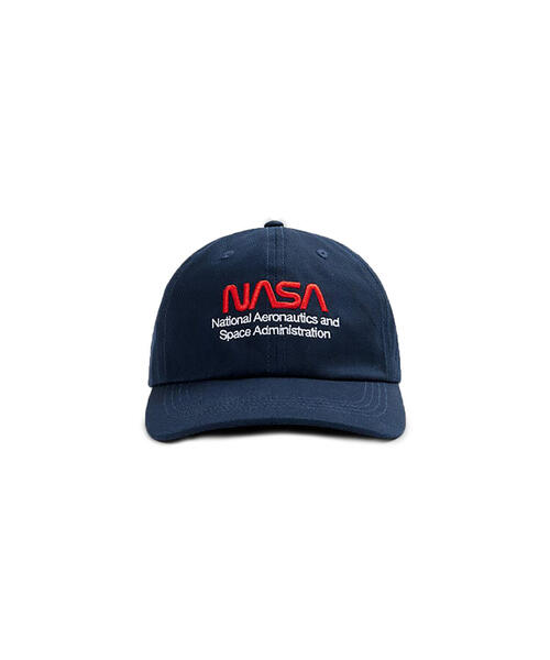 Alpha Industries（アルファインダストリーズ）の「Alpha Industries/アルファインダストリーズ/NASA WORM LOGO CAP/ナサ ウォーム ロゴ キャップ（キャップ・メンズ・ブルー/ブラック・F）」の2枚目の写真
