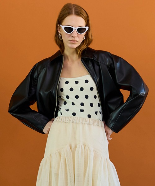 Gathered Balloon Vegan Leather Jacket/ギャザーバルーンヴィーガン