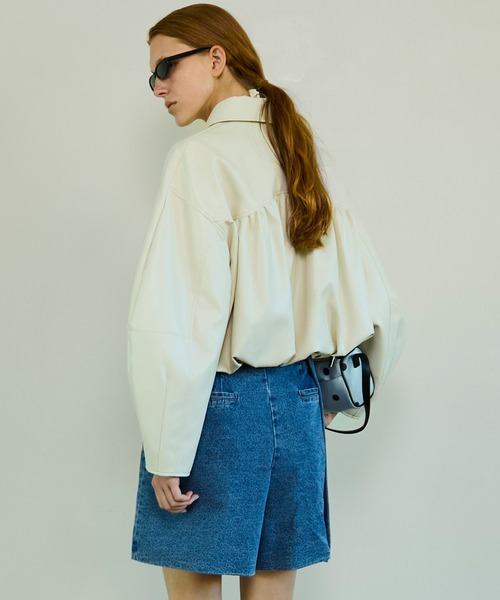 Gathered Balloon Vegan Leather Jacket/ギャザーバルーンヴィーガン