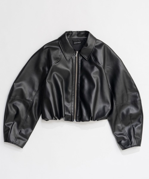 Gathered Balloon Vegan Leather Jacket/ギャザーバルーンヴィーガン