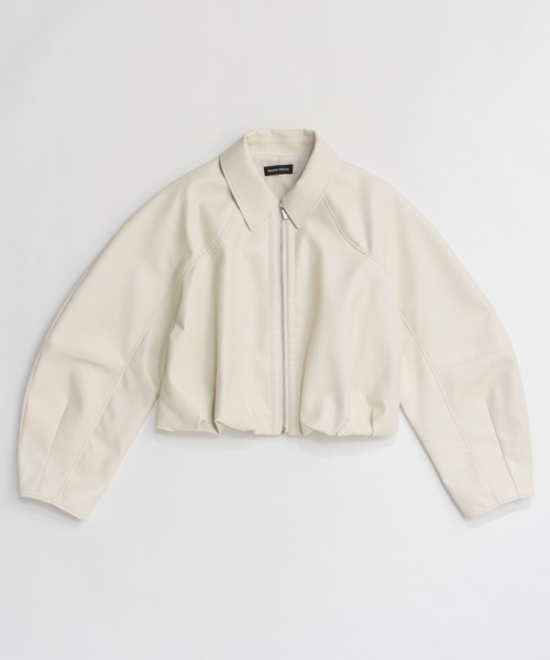 MAISON SPECIAL（メゾンスペシャル）の「Gathered Balloon Vegan Leather Jacket/ギャザーバルーンヴィーガンレザージャケット（ブルゾン・レディース・ホワイト/ブルー/ブラック・FREE）」の13枚目の写真