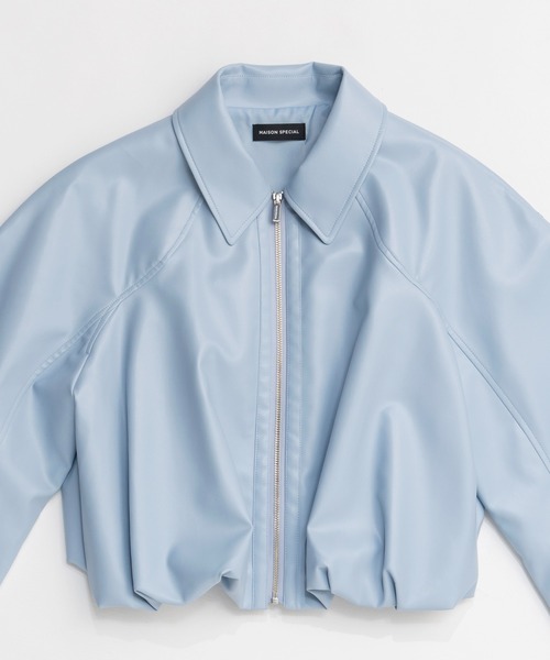 MAISON SPECIAL（メゾンスペシャル）の「Gathered Balloon Vegan Leather Jacket/ギャザーバルーンヴィーガンレザージャケット（ブルゾン・レディース・ホワイト/ブルー/ブラック・FREE）」の16枚目の写真