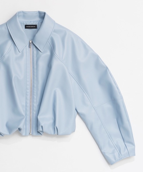 MAISON SPECIAL（メゾンスペシャル）の「Gathered Balloon Vegan Leather Jacket/ギャザーバルーンヴィーガンレザージャケット（ブルゾン・レディース・ホワイト/ブルー/ブラック・FREE）」の17枚目の写真
