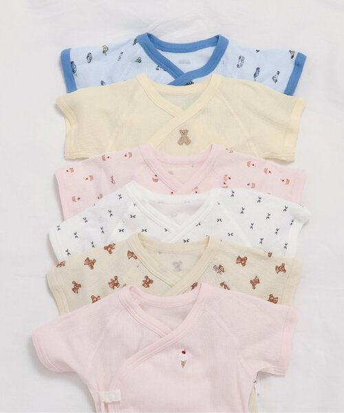 apres les cours（アプレレクール）の「ベビー半袖リブグレコ肌着　ワンポイント・総柄（肌着・キッズ・クリーム/ピンク/サックスブルー/アイボリー/ベビーピンク/オフホワイト・80/70）」の8枚目の写真
