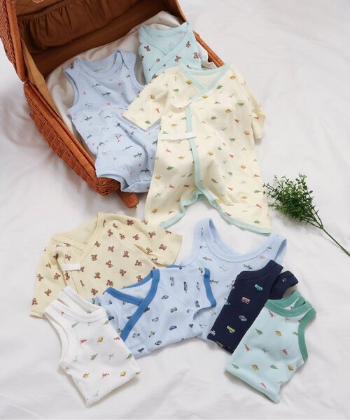 apres les cours（アプレレクール）の「ベビー半袖リブグレコ肌着　ワンポイント・総柄（肌着・キッズ・クリーム/ピンク/サックスブルー/アイボリー/ベビーピンク/オフホワイト・80/70）」の9枚目の写真