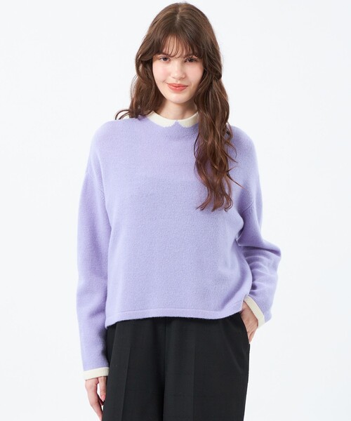 MACKINTOSH PHILOSOPHY(マッキントッシュ フィロソフィー)の「Cleric Collar Knit ウールカシミヤ製(ニット/セーター・レディース・ベージュ/ブルー/チャコールグレー/パープル系その他4・38)」の1枚目の写真