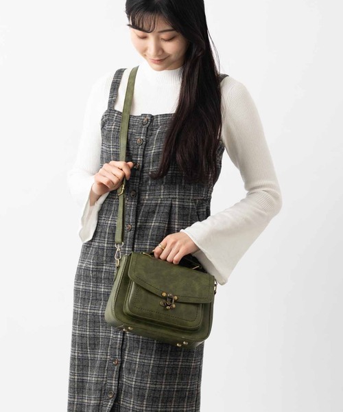 ABBEY MARKET(アビーマーケット)の「サッチェルショルダーバッグ(ショルダーバッグ・レディース・ブラウン/グリーン/ブラック・FREE)」の3枚目の写真