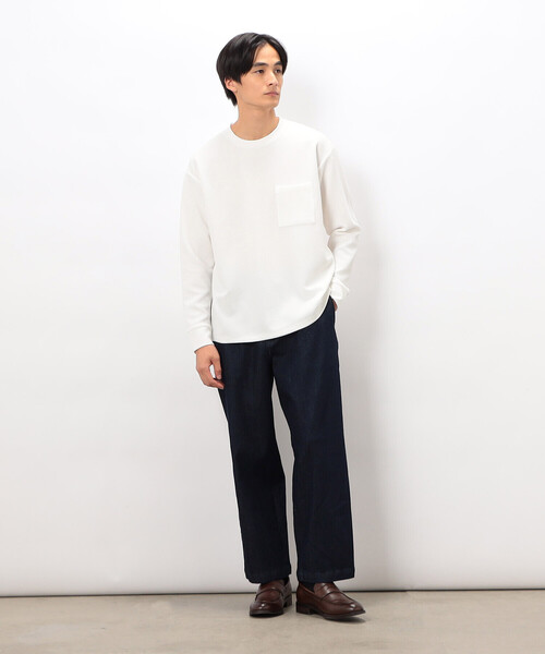 COMME CA ISM(コムサイズム)の「膨れジャカード 長袖Tシャツ(Tシャツ/カットソー・メンズ・ホワイト/ブラック/ミント・LARGE/MEDIUM)」の4枚目の写真
