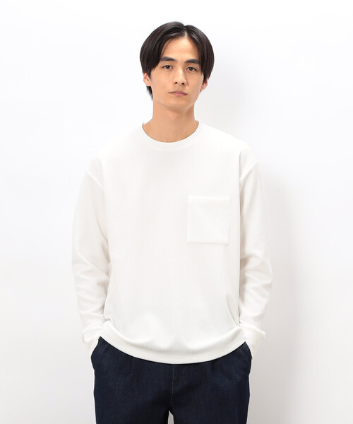 COMME CA ISM(コムサイズム)の「膨れジャカード 長袖Tシャツ(Tシャツ/カットソー・メンズ・ホワイト/ブラック/ミント・LARGE/MEDIUM)」の8枚目の写真