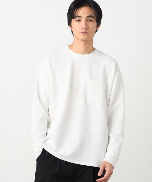 COMME CA ISM(コムサイズム)の「膨れジャカード 長袖Tシャツ(Tシャツ/カットソー・メンズ・ホワイト/ブラック/ミント・LARGE/MEDIUM)」の10枚目の写真