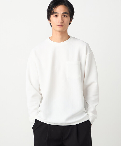 COMME CA ISM(コムサイズム)の「膨れジャカード 長袖Tシャツ(Tシャツ/カットソー・メンズ・ホワイト/ブラック/ミント・LARGE/MEDIUM)」の11枚目の写真