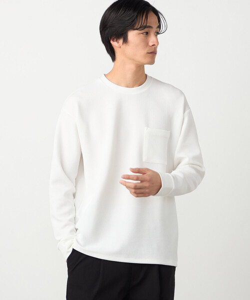 COMME CA ISM(コムサイズム)の「膨れジャカード 長袖Tシャツ(Tシャツ/カットソー・メンズ・ホワイト/ブラック/ミント・LARGE/MEDIUM)」の12枚目の写真