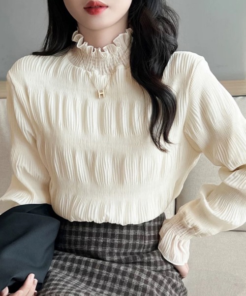 セール】ハイネックシアーフリルブラウス（シャツ/ブラウス）｜ONEP