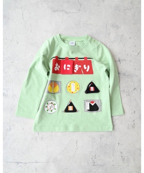 CHEEK ROOM(チークルーム)の「チークルーム おにぎり屋さんロングTシャツ(Tシャツ/カットソー・キッズ・ピンク/サックスブルー/グリーン・120cm/110cm/100cm/90cm/130cm/80cm)」の2枚目の写真