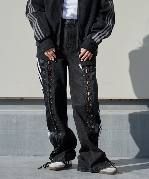 adidas(アディダス)の「adidas/アディダス ORI DENIM FIREBIRD TP バギーフィット レーシング デニムパンツ 秋 秋服 2026年秋冬(デニムパンツ・レディース・ブラック・M/S/XS/L)」の7枚目の写真
