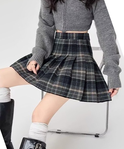 セール】プリーツチェック柄ミニスカート（スカート）｜IRADOWL