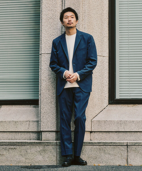 417 EDIFICE（フォーワンセブンエディフィス）の「ドライストレッチツイル セットアップ ”ジャケット1点+パンツ1点” の2点セット（セットアップ・メンズ・ベージュ/ネイビー/ブラック/ブルー・X-LARGE/LARGE/MEDIUM/SMALL/XX-LARGE）」の4枚目の写真