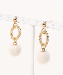 lea.acc*maamee*/ファーボンボンピアス・ミニホワイト