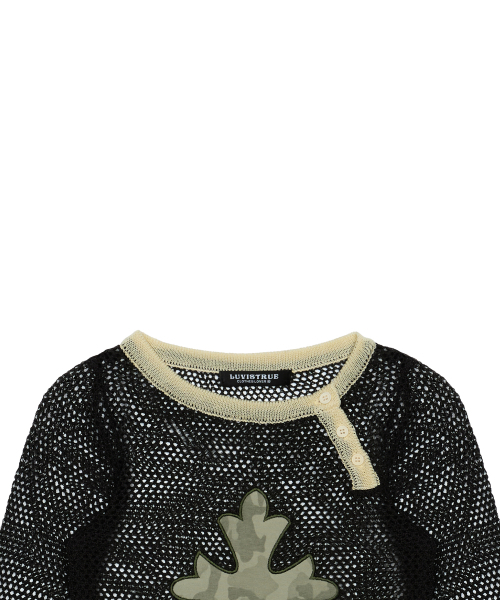 LUVISTRUE(ラヴイズトゥルー)の「SM CROSS MESH KNIT(CHARCOAL)(ニット/セーター・レディース・その他・FREE)」の4枚目の写真
