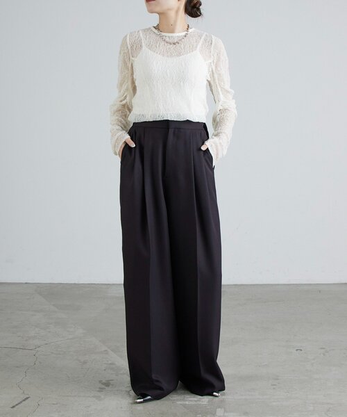 Lui's（ルイス）の「レース袖ギャザートップス（Tシャツ/カットソー・レディース・ブラック/オフホワイト/グレー・FREE）」の22枚目の写真