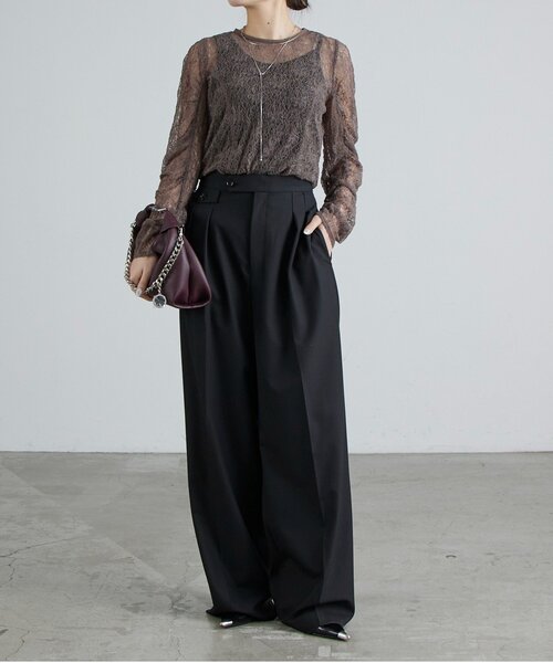 Lui's（ルイス）の「レース袖ギャザートップス（Tシャツ/カットソー・レディース・ブラック/オフホワイト/グレー・FREE）」の11枚目の写真