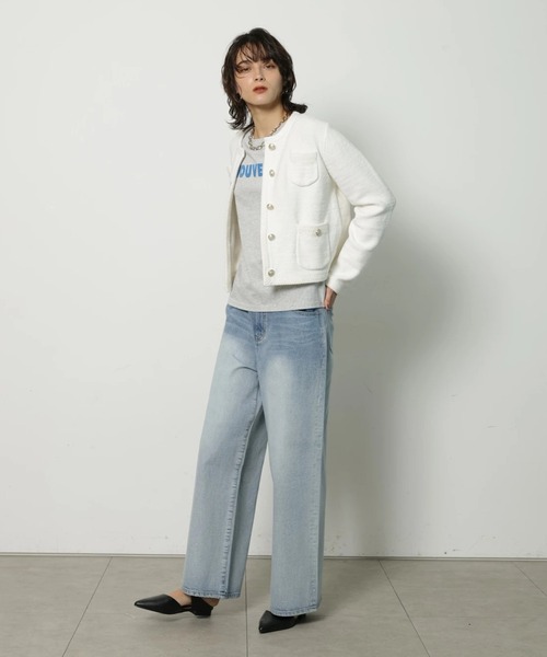 CADUNE（カデュネ）の「柄編みジャケットカーデ（ニット/セーター・レディース・ホワイト/ネイビー/ベージュ/ピンク・38）」の9枚目の写真