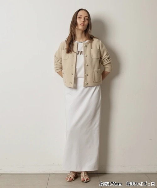 CADUNE（カデュネ）の「柄編みジャケットカーデ（ニット/セーター・レディース・ホワイト/ネイビー/ベージュ/ピンク・38）」の18枚目の写真