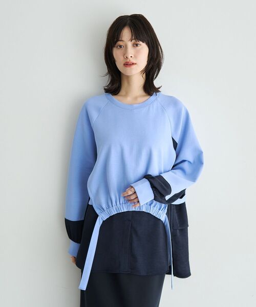 Editt by YECCA VECCA(エディットバイイェッカヴェッカ)の「シャツレイヤードデザインプルオーバー(Tシャツ/カットソー・レディース・杢グレー/ライトベージュ/ブルー・FREE)」の3枚目の写真