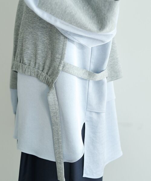 Editt by YECCA VECCA(エディットバイイェッカヴェッカ)の「シャツレイヤードデザインプルオーバー(Tシャツ/カットソー・レディース・杢グレー/ライトベージュ/ブルー・FREE)」の12枚目の写真