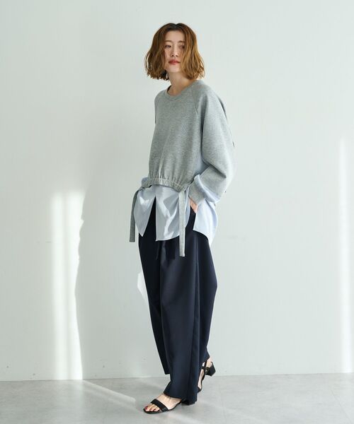 Editt by YECCA VECCA(エディットバイイェッカヴェッカ)の「シャツレイヤードデザインプルオーバー(Tシャツ/カットソー・レディース・杢グレー/ライトベージュ/ブルー・FREE)」の16枚目の写真