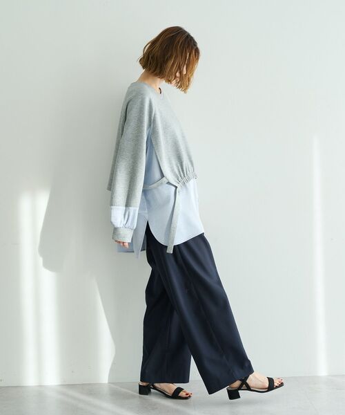 Editt by YECCA VECCA(エディットバイイェッカヴェッカ)の「シャツレイヤードデザインプルオーバー(Tシャツ/カットソー・レディース・杢グレー/ライトベージュ/ブルー・FREE)」の17枚目の写真